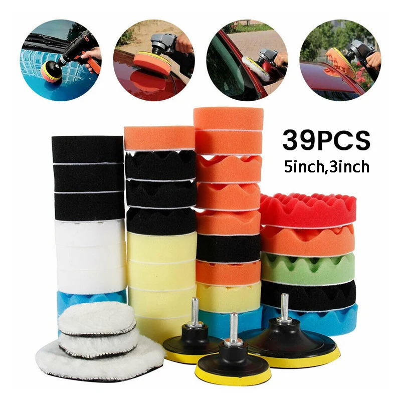 Car Wax Polishing Pad - مجموعة إسفنجات تلميع السيارات، وسادات رغوية